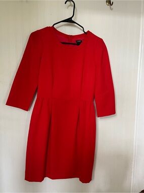 J. Crew Bright Red Long-Sleeve Fit-and-Flare Dress